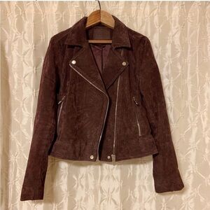 Blank NYC Purple Suede Leather Moto Jacket Asymmetrical Zip